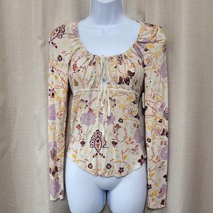 Free People Make It Easy Fitted Top Women's Size M Floral What's Your Shade NWT